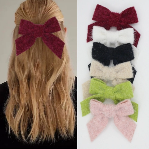 Süße Plüsch Schleife Haarklammer Für Damen Mädchen Samt Schleifen Haarnadel Prinzessin Stil Herbst Winter Haarschmuck
