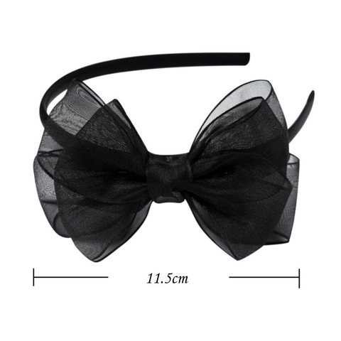 Elegante Diadema de Lazo Grande de Organza para Niñas Princesa Dulce Accesorios de Pelo de Tul Color Sólido Versátil