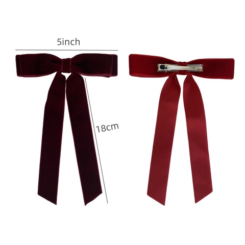 Samt Schleife Haarspange Langes Band Streamer Für Mädchen Damen Französischer Balletcore Vintage Stil Haarschmuck Entenschnabel Clip