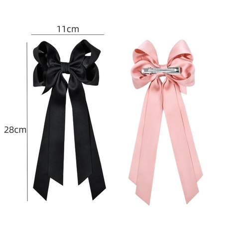Eleganter Satin Schleife Haarspange Mit Langem Band Große Matte Schleife Krokodilklemme Haarschmuck Für Damen Mädchen
