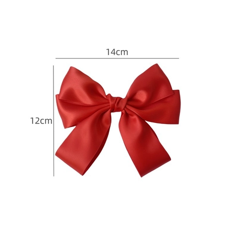 Large Satin Bow Hair Clip Sweet Elegant Solid Color Silky Oversized Bow Hair Accessory For Women Handmade Alligator Clip