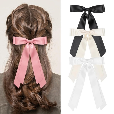 Haarspange Mit Satinschleife Und Eleganten Langen Bändern Balletcore Süße Haarnadel Für Mädchen Damen Vielseitiger Haarschmuck
