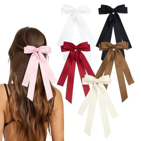 Eleganter Großer Satin Schleife Haarclip Mit Langen Bändern Krokodilklemme Für Damen Hochzeit Party Braut Haarschmuck