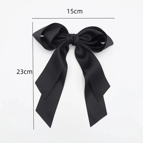 Elegant Double Layer Satin Bow Hair Clip With Long Streamers Korean Style Alligator Clip For Women Girls Wedding Party Accessary