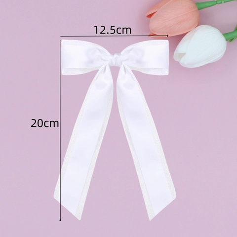 Pinza para el Pelo con Lazo de Doble Capa de Satén y Organza Con Cintas Largas Elegante Horquilla de Princesa Francesa para Mujer Niña Fiesta