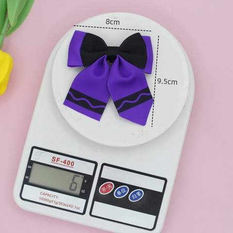 Back To School Double Layer Grosgrain Ribbon Bow Hair Clip Wavy Stripe Pattern Sweet Girls Hair Accessories