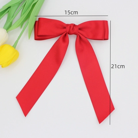 Elegante Grande Fiocco di Nastro di Raso Fermaglio per Capelli per Ragazze Donna Retro Tinta Unita Clip a Molla Accessori
