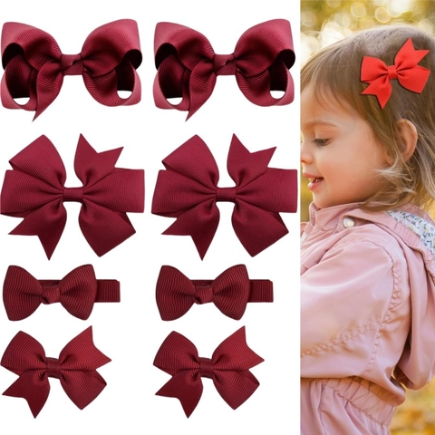 Barrettes à Cheveux Nœud en Ruban de Gros-Grain pour Filles Douce Princesse Pinces Crocodile en Tissu Couleur Unie Accessori de Cheveux pour Enfants