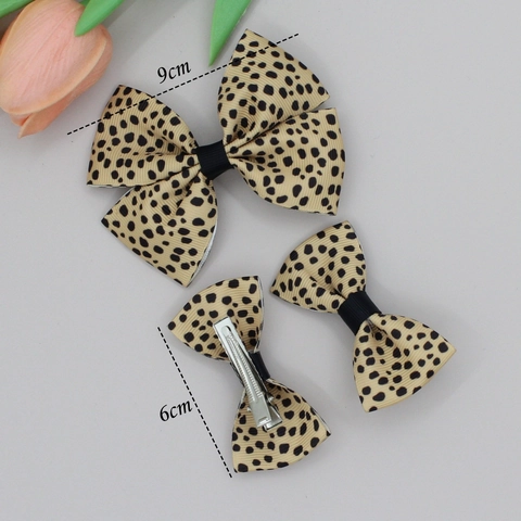 Barrettes à Cheveux Nœud en Gros-Grain Imprimé Animal Pinces à Bec de Canard Accessoires Cheveux Mode Filles Femmes Quotidien