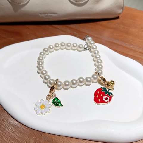 Süßer Erdbeere Blume Metall Schlüsselanhänger Zinklegierung Emaille Tasche Anhänger Für Damen Mädchen Mode Täglich Geschenk