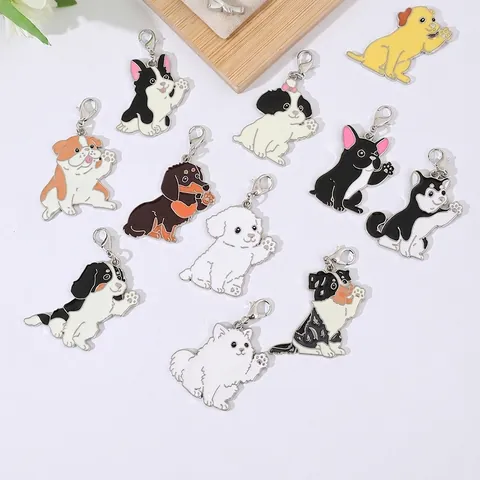 Kreativer Cartoon Winkender Hund Emaille Schlüsselanhänger Süß Legierung Haustier Anhänger Für Tasche Schlüsselbund Deko Geschenk