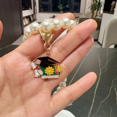 Zinc Alloy Graduation Season Enamel Keychain Doctoral Hat Sunflower Book Scroll Heart Lobster Clasp Bag Hanging Charm Graduation Gift For Students