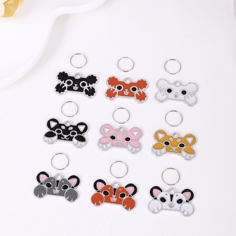 Cartoon Zinc Alloy Pet ID Tag Cute Bone Shape Enamel Dog Pendant Anti-Lost Cat Tag For Collar Accessories Personalization