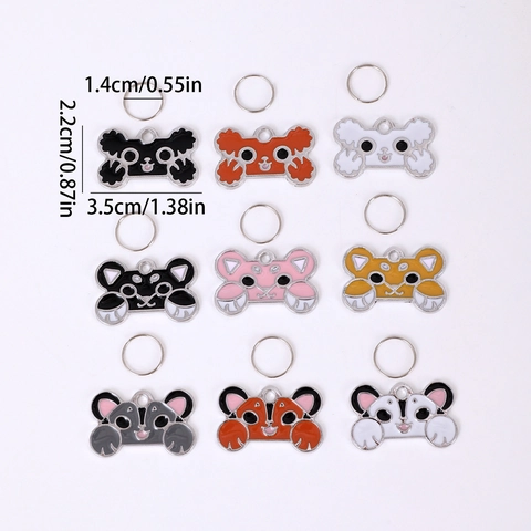 Cartoon Zinc Alloy Pet ID Tag Cute Bone Shape Enamel Dog Pendant Anti-Lost Cat Tag For Collar Accessories Personalization