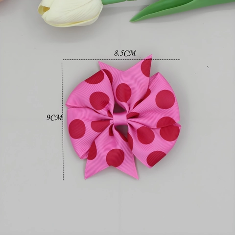 Handmade Polyester Grosgrain Ribbon Polka Dot Bow Hair Clips Sweet Princess Style Hairpins For Girls Women Hair Accessories