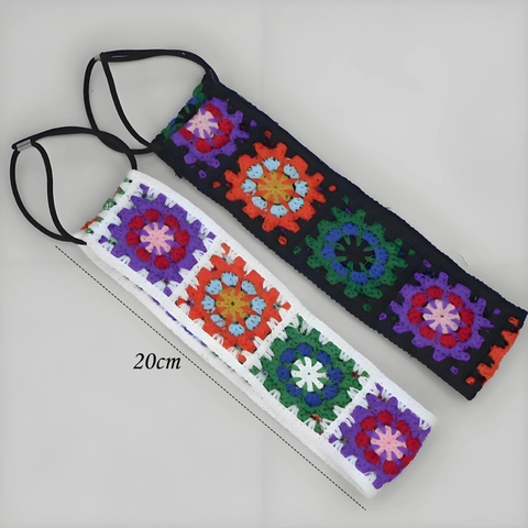 Bohemian Handmade Crochet Sunflower Headband Vintage Floral Knitted Hair Band Elastic Turban For Women Hair Accessories