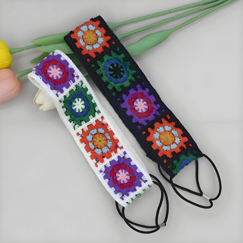 Bohemian Handmade Crochet Sunflower Headband Vintage Floral Knitted Hair Band Elastic Turban For Women Hair Accessories