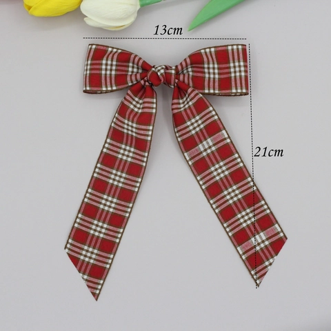 Karomuster Stoff Schleife Haarspange Vintage Preppy Stil Süßer Haarschmuck Für Damen Mädchen Krokodilklemme Kopfschmuck