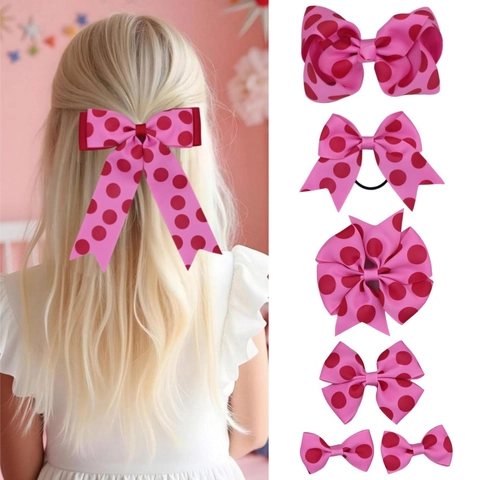 Handmade Polyester Grosgrain Ribbon Polka Dot Bow Hair Clips Sweet Princess Style Hairpins For Girls Women Hair Accessories