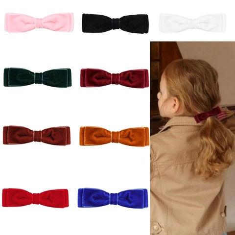 Handmade Vintage Velvet Bow Hair Clip For Girls Children Double Layer Bowknot Alligator Clip Hairpin Hair Accessories