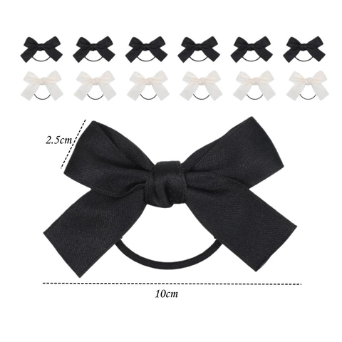 Korean Style Satin Bow Hair Tie Ribbon Ponytail Holder For Women Girls Sweet Elegant Minimalist Hair Accessories Black White