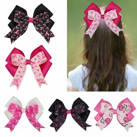 Fermaglio per Capelli con Fiocco in Velluto Fatto a Mano Nastro Rosa Consapevolezza del Cancro al Seno Donna Gioielli
