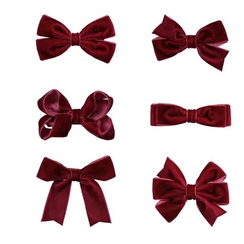 Set di 12 Pezzi Autunno Inverno Velluto Fiocco Fermagli per Capelli per Bambina Ragazza Principessa Clip a Coccodrillo