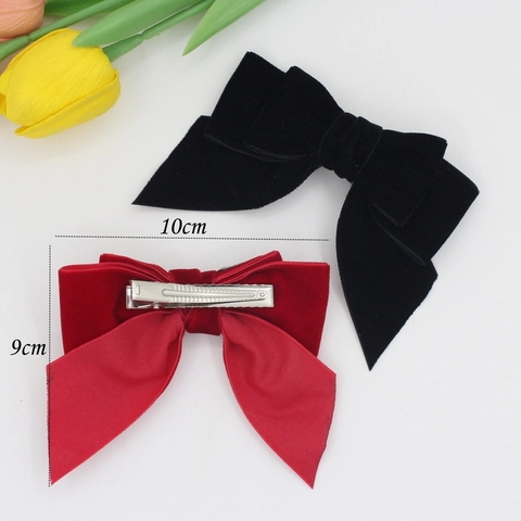 Pinza para el Pelo con Lazo de Terciopelo Elegante Vintage para Mujer Lazo Grande de Doble Capa Horquilla de Cocodrilo Accesorios para el Cabello