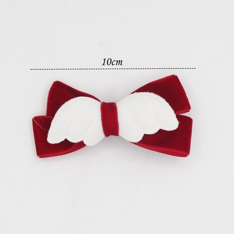 Dolce Fiocco in Velluto Clip per Capelli per Ragazze Con Decorazione Ali di Angelo Clip a Coccodrillo Accessori per Capelli per Bambini