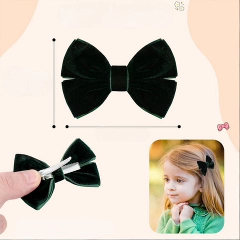 Velvet Bow Hair Clips Black Dark Green Wine Red For Girls Sweet Princess Hairpins Vintage Alligator Clips Solid Color Hair Accessories