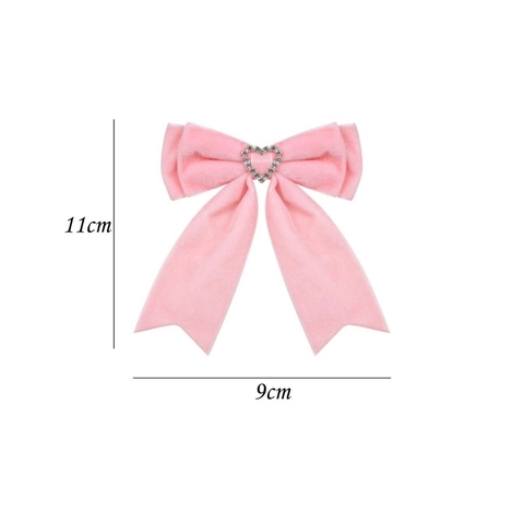 Barrettes Cheveux Nœud en Velours pour Filles Enfants Fait Main Strass Cœur Pinces Crocodile Accessoires Doux Noël