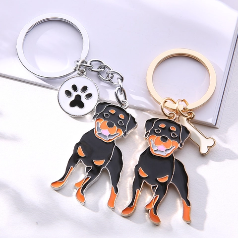 Cartoon Metall Hunderasse Schlüsselanhänger Emaille Rottweiler Golden Retriever Schnauzer Anhänger Schlüsselbund Für Hundeliebhaber Geschenk
