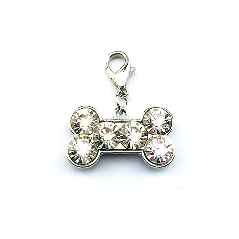 Bling Botvorm Huisdier Hanger Sprankelende Strass Hondenhalsband Accessoires Legering Bot Bedeltje Voor Honden Sieraden