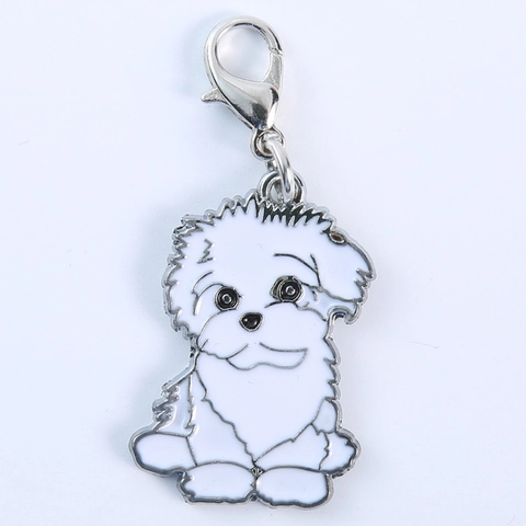 Ciondolo per Cani in Smalto Metallo Lega di Zinco Targhetta Identificativa Accessorio Portachiavi per Shiba Inu Corgi Bichon Frise