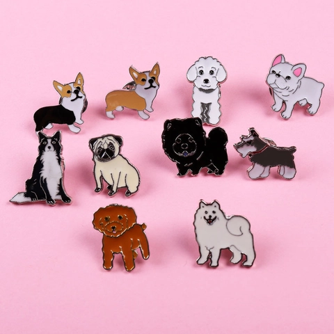 Cartoon Hund Rasse Emaille Pin Legierung Tier Revers Abzeichen Haustier Schmuck Für Rucksack Kleidung Schäferhund Corgi Pudel