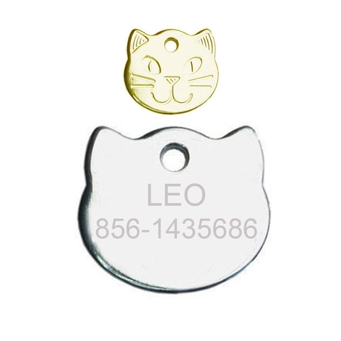 Metal Cat Head Shape Pet ID Tag Anti-Lost Identification Necklace Pendant For Cats Dogs Kitten Puppy Accessories