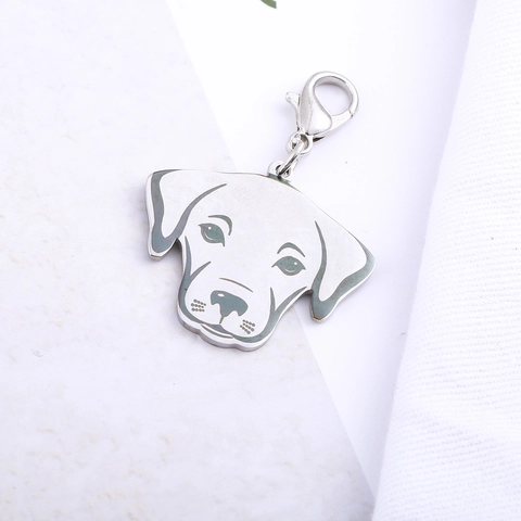 Stainless Steel Pet ID Tag Dog Head Shape Pendant Metallic Engraved Identification Charm Decorative Accessories For Pets