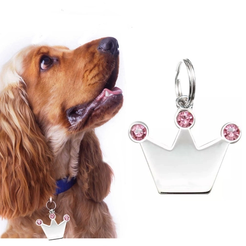 Luxus Krone Form Haustier ID Anhänger Legierung Strass Eingelegt Halsband Anhänger Für Hunde Und Katzen Dekorativer Haustierschmuck