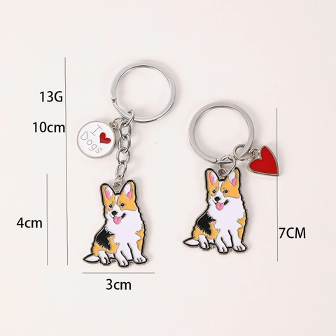 Niedliche Cartoon Hund Metall Schlüsselanhänger Emaille Corgi Dackel Mops Anhänger Schlüsselring Für Tierliebhaber Tasche Charme Geschenk