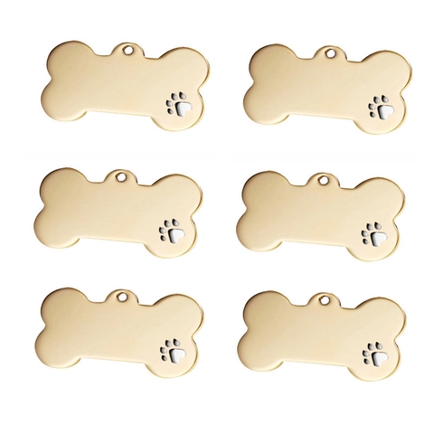 Edelstahl Knochenform Haustier ID Tag Hohl Pfotenabdruck Namensschild Für Hunde Katzen Langlebige Metall Identifikation Tag Anhänger