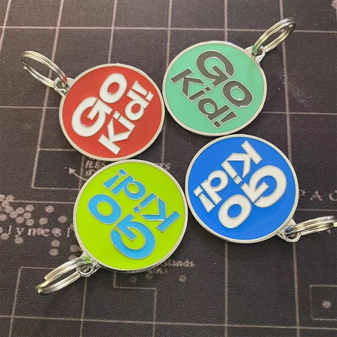 Emaille Legierung Haustier ID Anhänger Rund Go Kid Buchstabe Hund Muster Namensschild Halsband Anhänger Dekoration Für Hunde Katzen