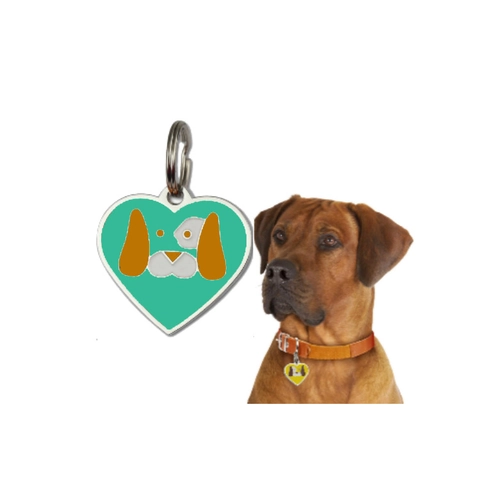 Placa de Identificación para Mascotas de Metal en Forma de Corazón Placa para Perros Con Patrón de Perro Animado Cian Azul Rosa Naranja Rojo Vino