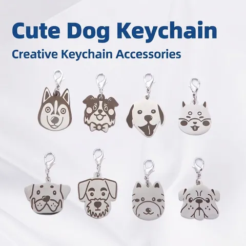 Médaille D'identification Pour Chiens En Acier Inoxydable Pendentif Porte-clés Forme Animal Dessin Animé Plaque De Nom Personnalisée