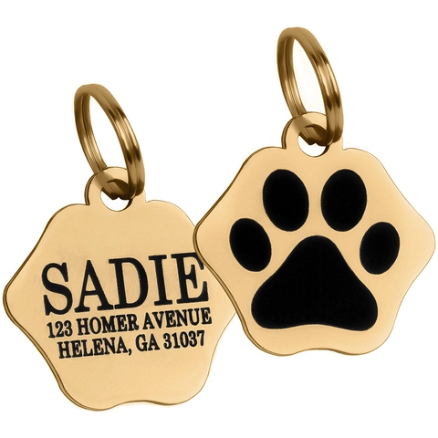 Étiquette d'Identification pour Animaux en Acier Inoxydable Empreinte de Patte Pendentif pour Chiens et Chats Accessoire Durable