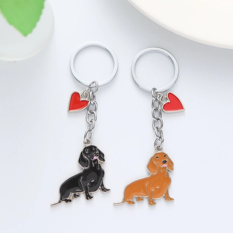 Creatieve Mode Metalen Hond Sleutelhanger Poedel Teckel Husky Schnauzer Emaille Puppy Sleutelhanger Auto Tas Hanger Sieraden