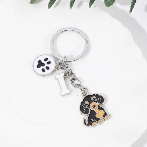 Cartoon Hund Emaille Zinklegierung Schlüsselanhänger Dackel Chihuahua Knochen Herz Anhänger Metall Schlüsselring Tasche Deko Schmuck Geschenk