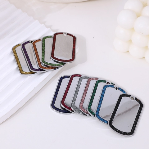 Zinc Alloy Blank Pet ID Tag For Dogs Glitter Edge Anti-Lost Dog Name Tag DIY Pendant Accessories Daily Use Pet Supplies
