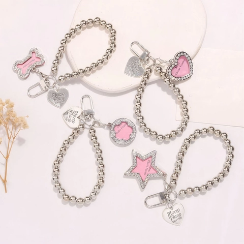 Zilveren Kralenketting Huisdier Fotolijst Hanger Hart Ster Bot Vorm Legering Strass Hond Kat Halsband Bedeltje Sleutelhanger Accessoire