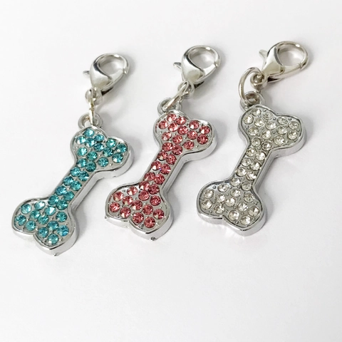 Targhetta Identificativa per Animali in Lega di Strass a Forma di Osso Ciondolo Luccicante per Collare di Cane Con Chiusura a Moschettone Accessorio per Gioielli per Animali