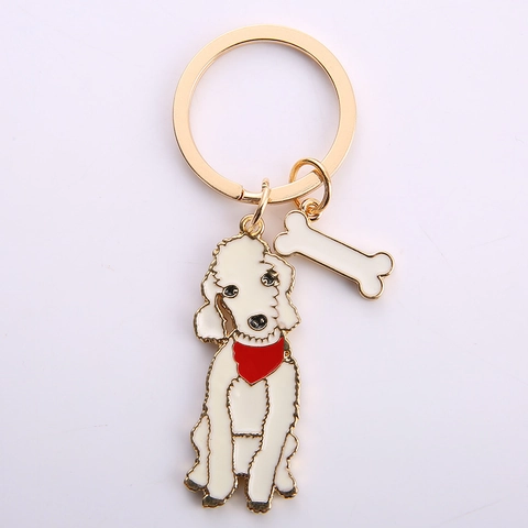 Creative Cartoon Dog Zinc Alloy Keychain Enamel Bedlington Terrier Pendant Metal Key Ring For Bag Charm Pet Lovers Gift Accessories